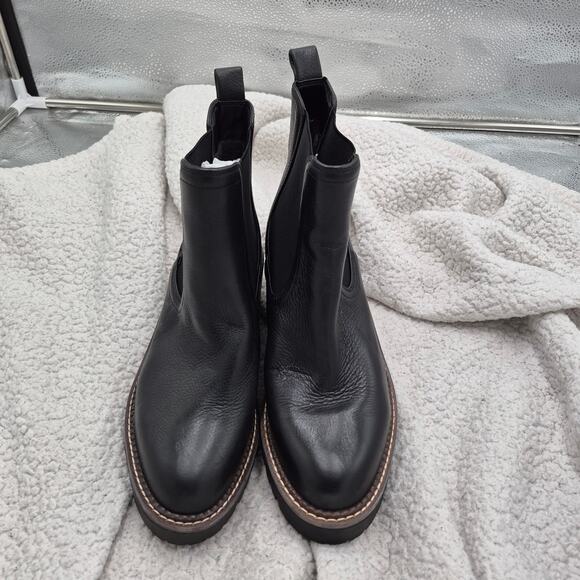 NEW Nordstrom Miah Water Resistant Chelsea Lug Boot black leather Womens size 9 - Picture 3 of 6